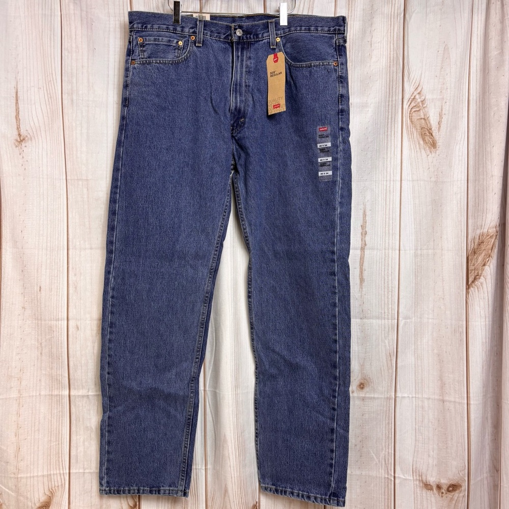Levi's 505 Jeans Regular Fit Straight Medium Wash Denim Pants Classic Blue 40x34